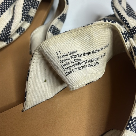 Linen Navy & Cream Knotted Slides - Picture 3 of 4